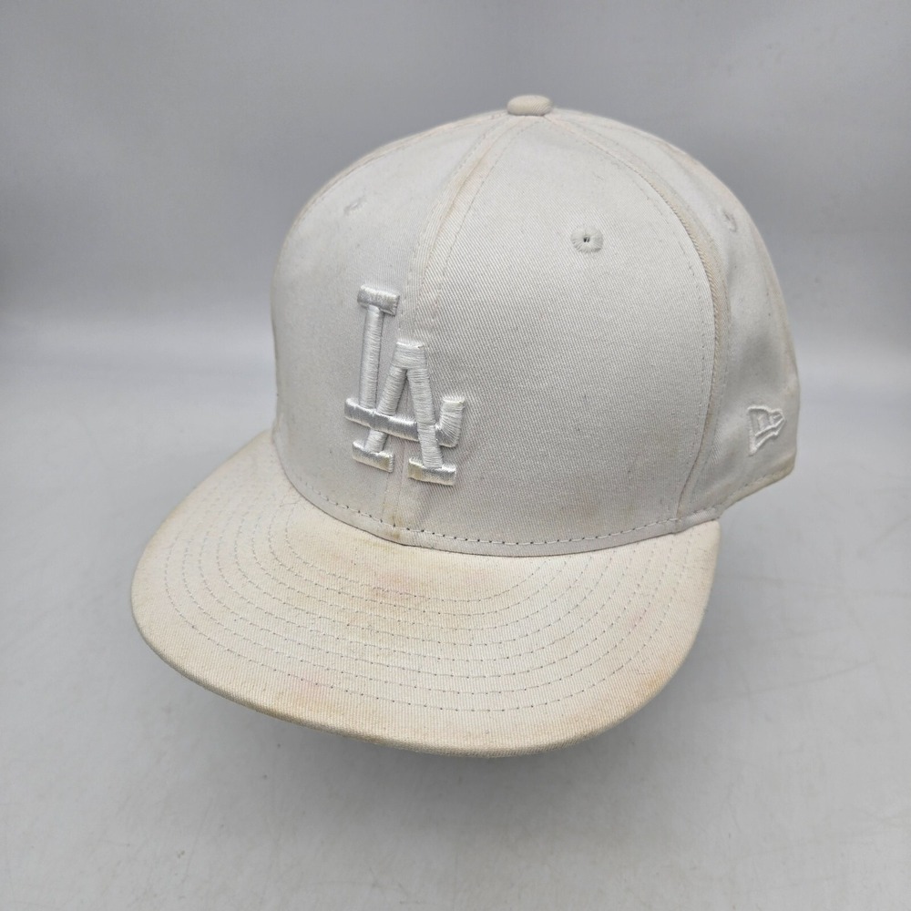 New Era 59Fifty Los Angeles Dodgers Hat Baseball Cap White Fitted 7 3/4 MLB